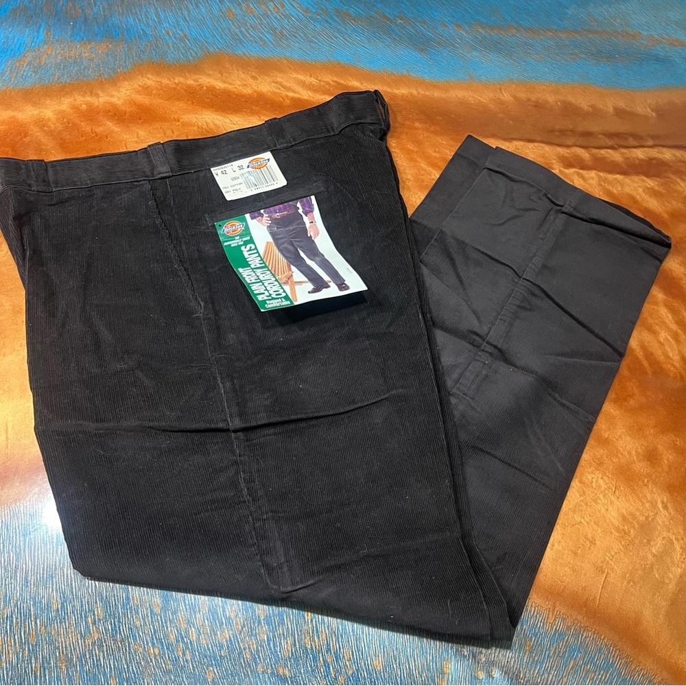 Vintage Dickies Corduroy Flat front Pants Straight Leg USA Dark Brown 42x32 NOS